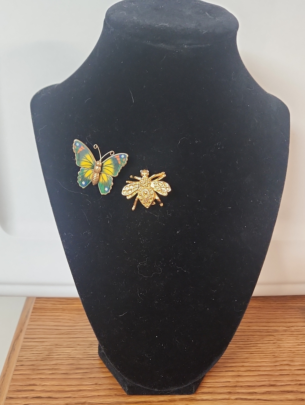 Gold Bee And Multicolor Butterfly Brooch Set - Women's Jewelry